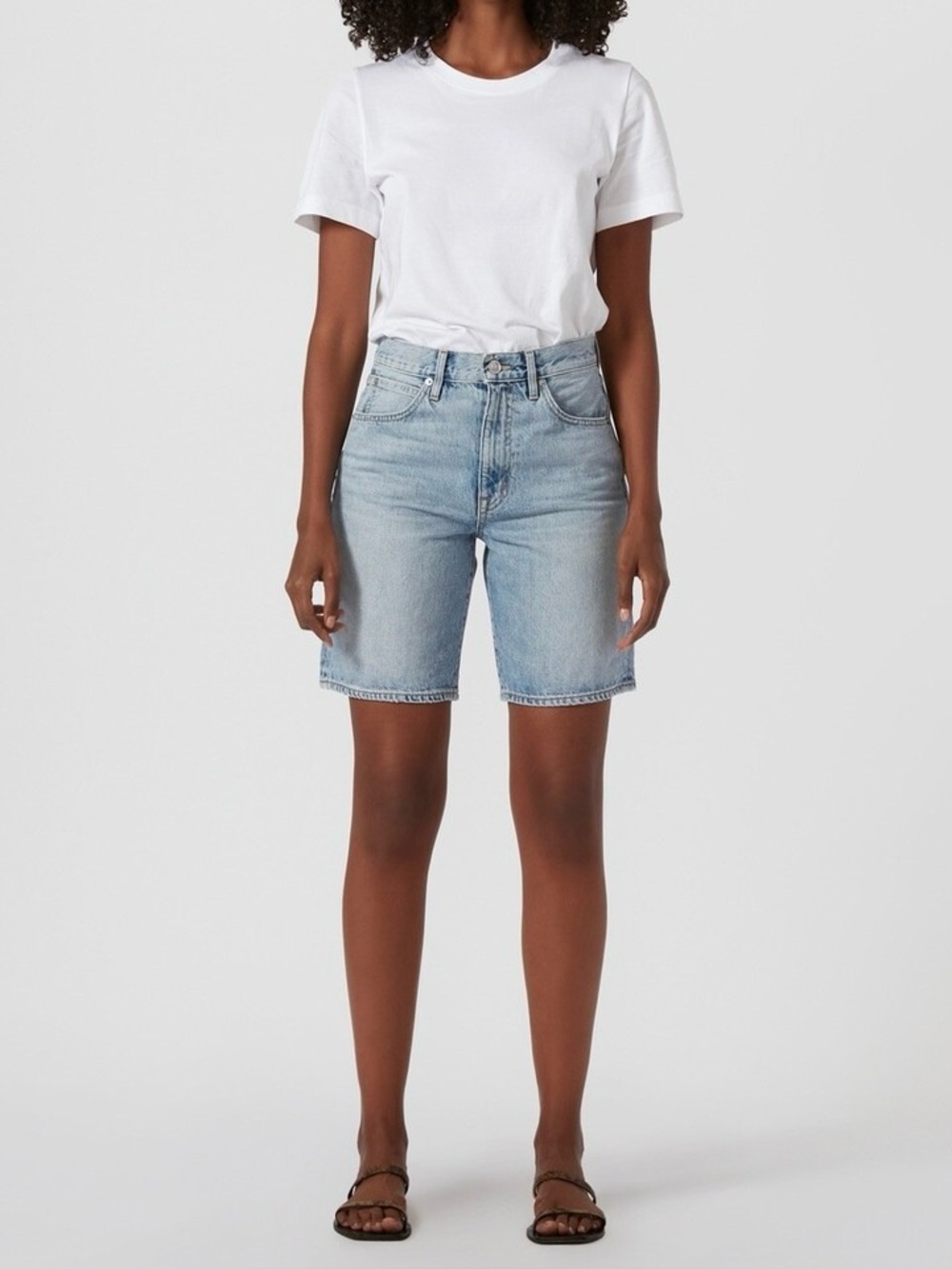 Slvrlake London High Rise Straight Denim Shorts in Heart Of Gold